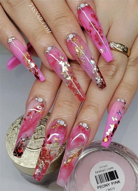 coffin nails pink and white|hot pink coffin nails designs.